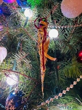 Oversized Gold Glass Cone Teardrop Christmas Ornament Collectible 8 Inch